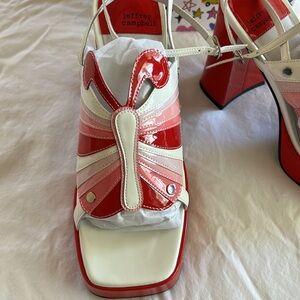 Jeffrey Campbell Butterfly platform sandals - pink, red and white - size 7
